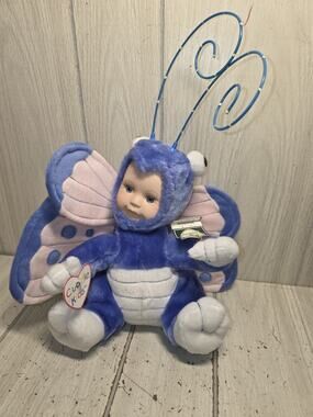 Vtg Geppeddo Bethany Butterfly 9" Plush Doll Porcelain Face Cuddle Kids New
